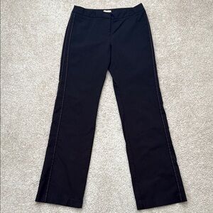 Anthropologie's Elevenses Bootcut Mid Rise Pink Accent Side Stitch Black Pants 4